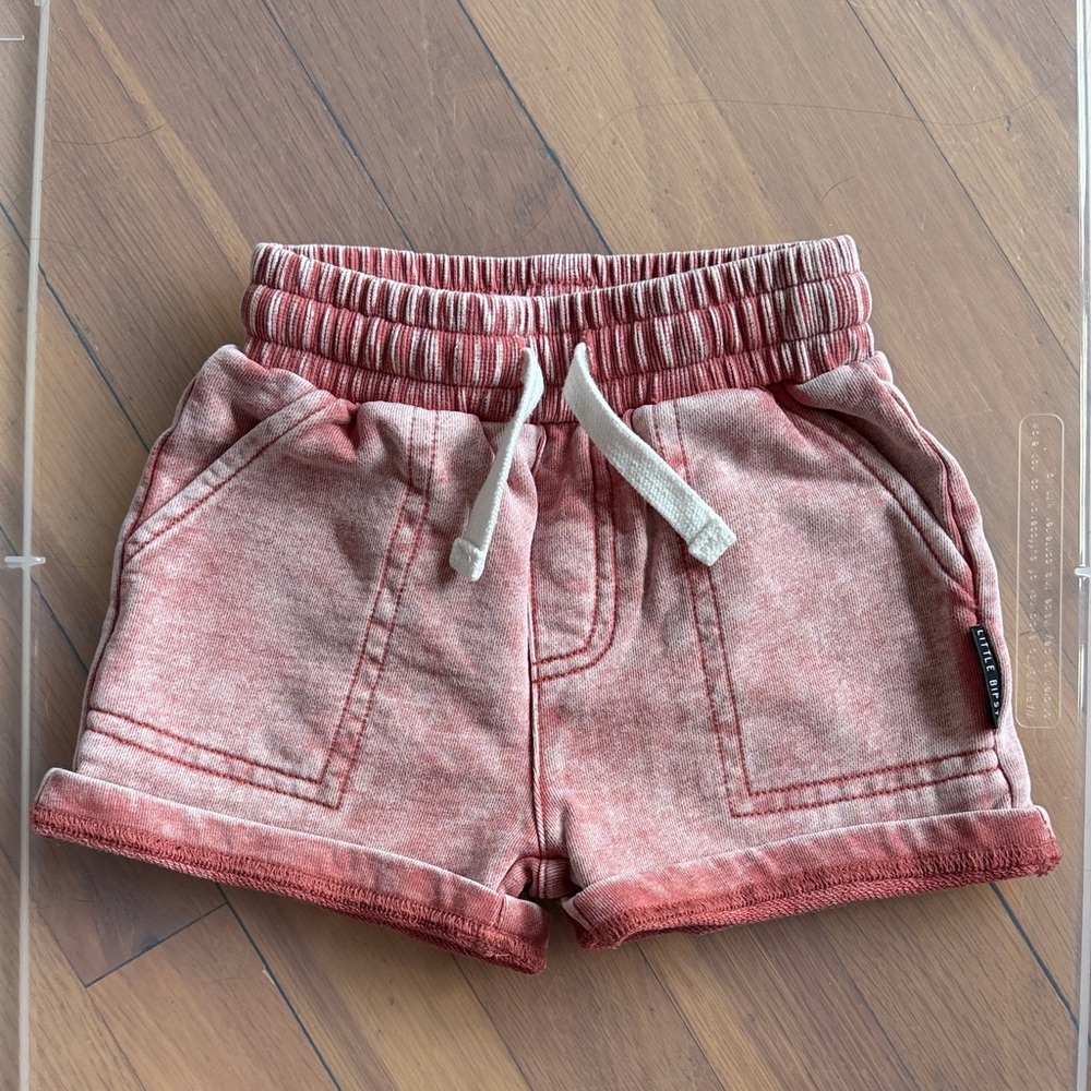 Little bipsy distressed red Shorts with functional Drawstring